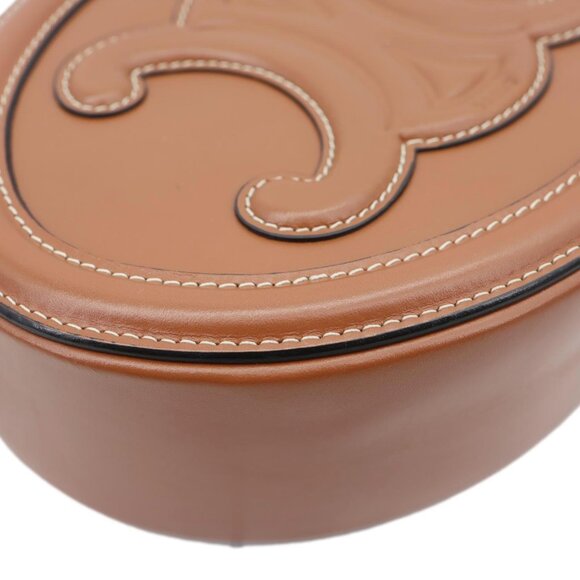 Celine Triomphe Oval Calfskin Cuir Shoulder Bag Tan - Picture 8 of 12